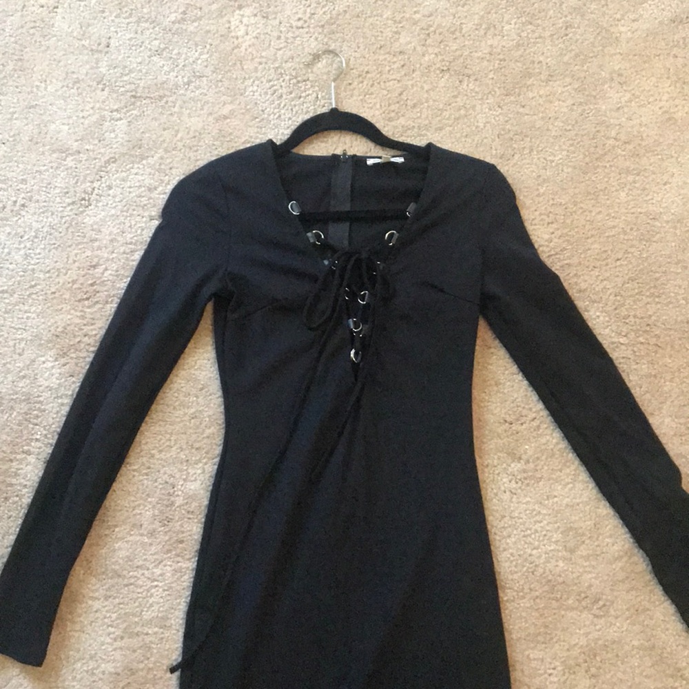 Black lace up dress